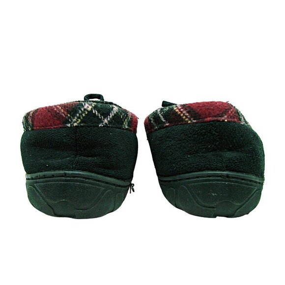 Mens Slippers Black With Plaid Trim Fleece Lined Hard Bottom Sz Large Unbranded - Picture 6 of 12